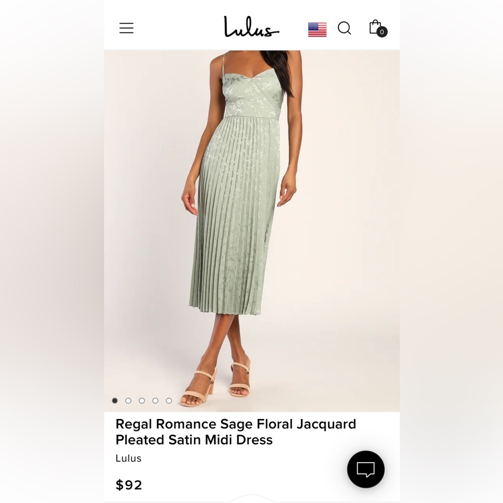 Lulu's Regal Romance Sage Floral Jacquard Pleated Satin Midi Dress